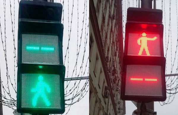 <br />
В Москве появились первые квадратные светофоры<br />
